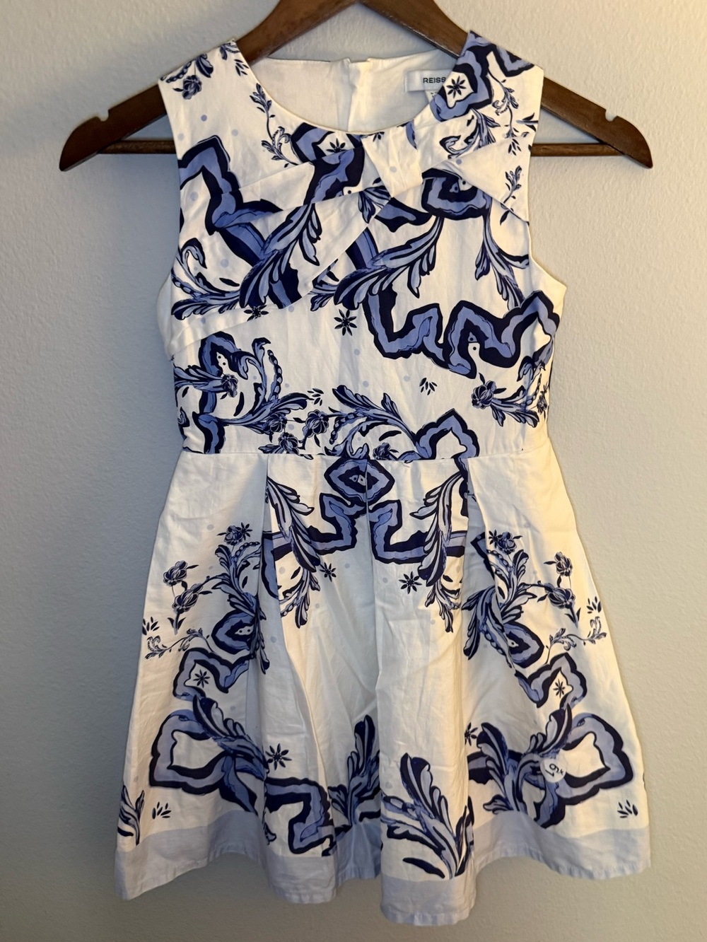 Reiss White Dress with Blue Floral Print - Girls